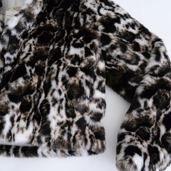 Band Of The Free Cream And Brown Animal Print Fake Fur Mob Wife Cropped Jacket S - Picture 6 of 11